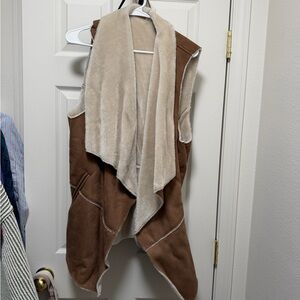 Zara Tan and Cream Fleece Vest